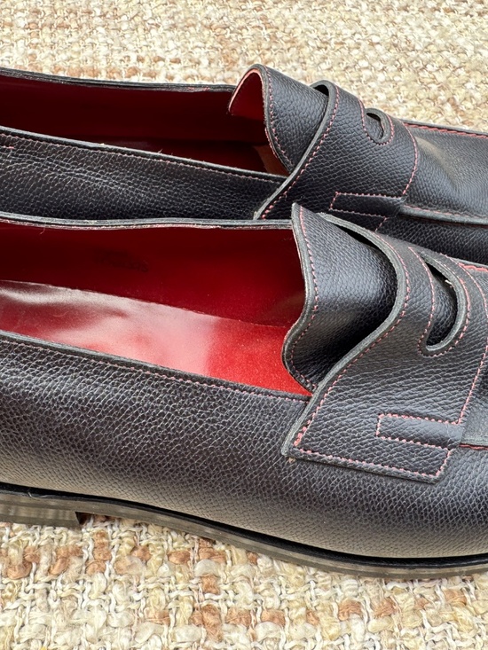 John Lobb Dover Loafers, Navy Buffalo w. Red Threading, New MTO: 10UK/11US main image 5